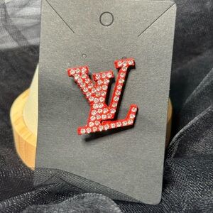 Sparkling Red Crystal Initial Brooch